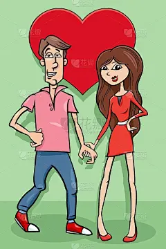 情人节贺卡与相爱的男女情侣