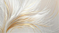 Photo there is a white and gold feather on a white background generative ai