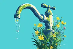 节约用水珍惜水资源水龙头插画元素