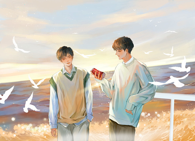 金色江湾_天空安静-na-__插画师作品...