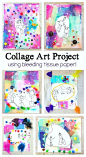 Process Art Project for Kids: Collage Art for Kids Using Bleeding Tissue Paper- personalize your collage with a special drawing and add craft materials like buttons, gemstones, feathers and more. Perfect for Mother's Day, Christmas, a homemade birthday gi