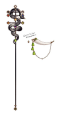 This may contain: a drawing of a wind chime with beads on it's neck and an umbrella attached to the pole