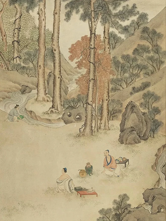 ‍茶画|亲近自然，松下喝茶