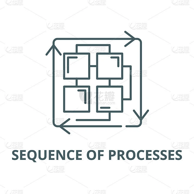 Sequence of processes vector line icon, linear con素材-花瓣网