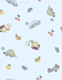 210期卡通水果小汽车图案设计/壁纸 - 小红书