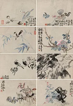 李鱓 李鱓 乾隆三年（1738年）作 花鸟果蔬 册页 （八开作品欣赏