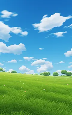 蓝天白云背景壁纸草地壁纸素材图AI图