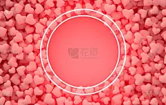 情人节糖果心形背景图案3d渲染插图。爱的庆祝海报，贺卡，横幅模板。