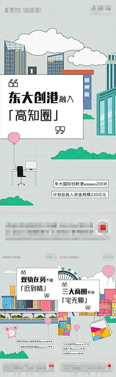 海报 房地产 商圈 配套 价值点 扁平 手绘 系列