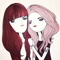 kapi复古女孩 简约系列 头像 线描 壁纸 酷酷 闺蜜@北坤人素材