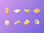 Sports Icons watch podium dumbbells protein book banana calendar bottle sport branding vector clean edgy glyph flat shape color icon simple illustration