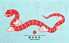 2025蛇年新年春节传统红色喜庆窗花剪纸图案插画海报ai设计素材(32)