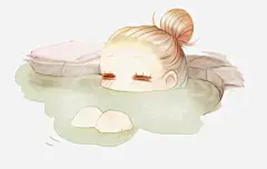 泡温泉小女孩_新图网 https://ixintu.com 温泉 地产 美女 手绘 温泉美女