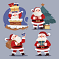 Premium Vector _ Hand drawn santa claus character collection圣诞节 christmas 圣诞老人 麋鹿 雪橇 雪人 云芬特 北极熊 企鹅 圣诞节装饰 可爱 有趣 圣诞 温馨 圣诞精灵 姜饼