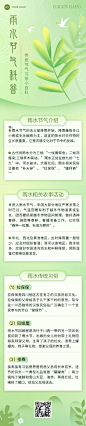 雨水节气祝福习俗科普清新渐变文章长图