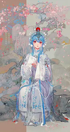 古风插画赏析｜插画壁纸头像｜cr:眠狼
戏曲 戏服 山水 水墨