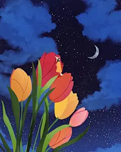 梦幻 _ 手绘插图 : 插画师 9Jedit 的一组插画作品，明亮的色彩，梦幻的场景，他的作品给人温暖，梦幻的感觉