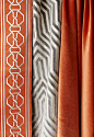 Malmaison Tape in Tangerine, 66152.  http://www.fschumacher.com/search/ProductDetail.aspx?sku=66152  Vanderbilt Velvet in Dove, 66190.  http://www.fschumacher.com/search/ProductDetail.aspx?sku=66190     #Schumacher: 