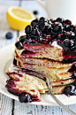 Lemon Ricotta Poppy Seed Pancakes with Blueberry Sauce | Host The Toast Blog