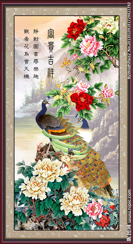 No3782 掛軸　黄静芳　牡丹画賛　開花富貴　中国美術　墨彩　中国画　送料無料 mjy-0121_5.jpg