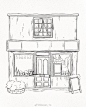 钢笔淡彩 街屋线稿合集 via@Eleven_To  