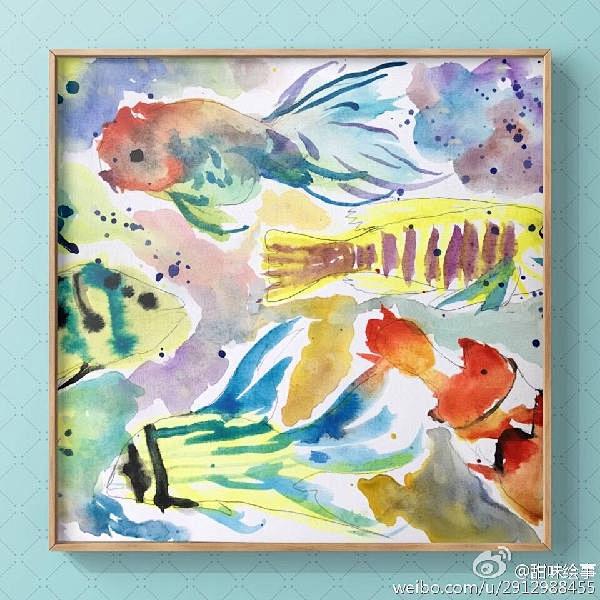 鲜活的鱼-水彩-同语少儿美术新锐社区