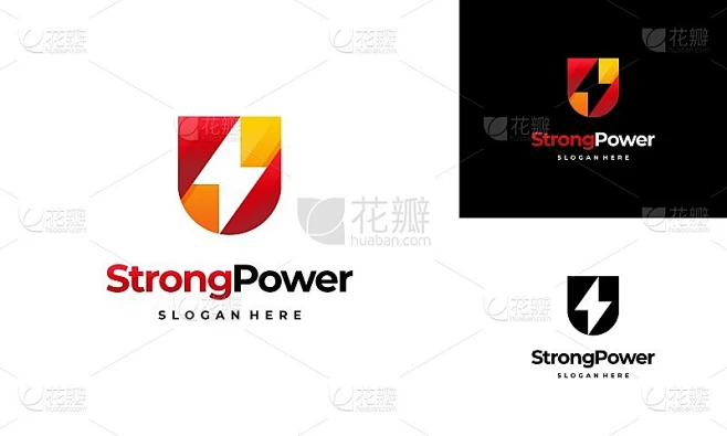 安全能源图标模板，强大的力量图标设计矢量插图素材-花瓣网