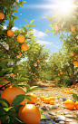 橘子树果树素材图AI图数字艺术图