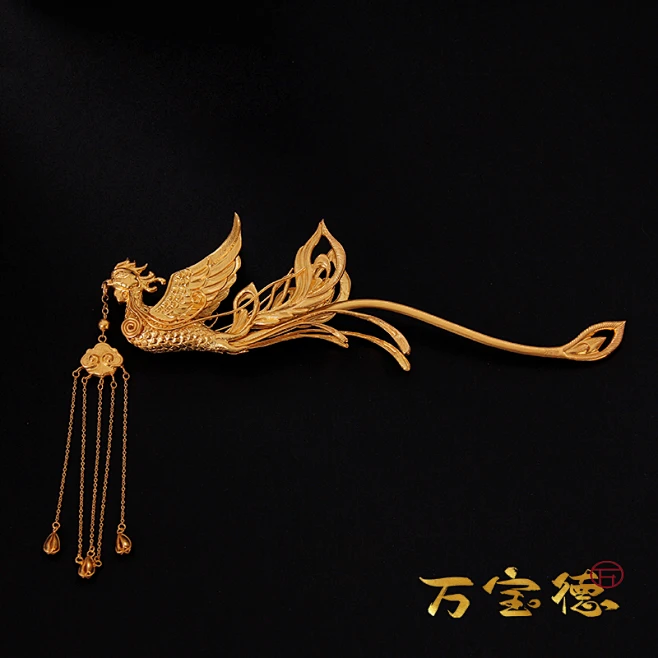 万宝德原创复古银镀金凤簪流苏凤簪偏凤婚嫁透视步摇发簪汉服配饰-淘宝网-花瓣网