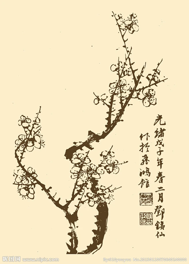 芥子园画谱 梅花大图 点击还原-花瓣网