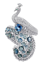 Cartier Peacock sapphire and diamond brooch: 