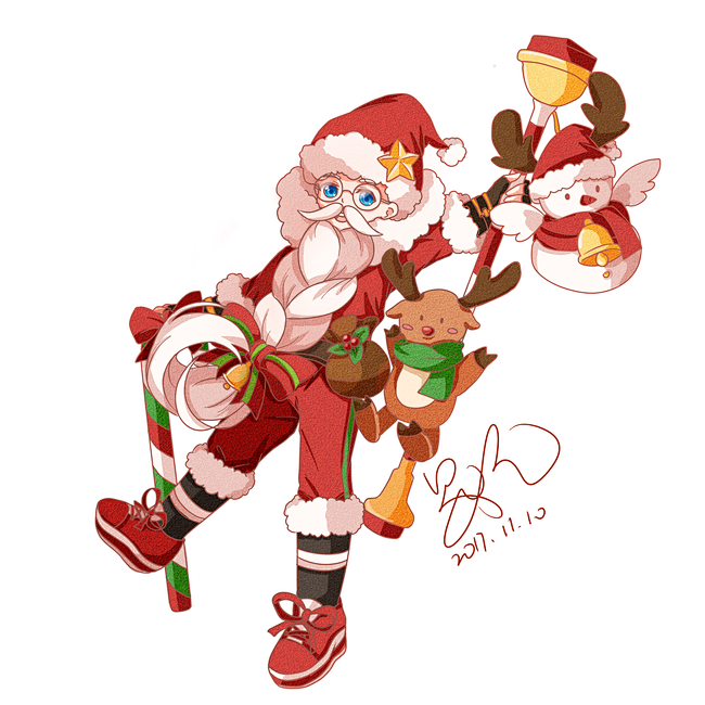 王者荣耀同人图插画壁纸圣诞老夫子