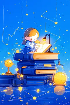 安静看书插画绘制
