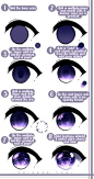 This contains: Vivalynnn / Shikasa Yuki Purple Anime Eye shading tutorial sheet on IbisPaint X