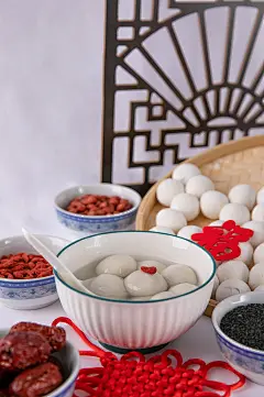 红枣枸杞黑芝麻元宵汤圆元宵节摄影图片-众图网