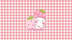 哈咪猫爱草莓4K电脑壁纸