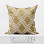 MISS LAPIN/法式/样板房/沙发床头/抱枕/金色菱格立体绣花方枕-淘宝网