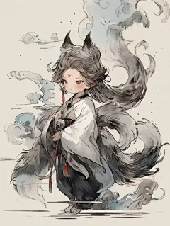 长相思｜涂山璟｜九尾狐｜q版国风插画｜AI - 小红书
