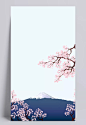 日本富士山樱花旅游背景|蓝色,日本,日系,富士山,矢量,樱花,旅游,美食,传统,手绘,背景,卡通,童,日式