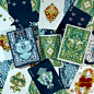 Custom poker size playing cards inspired by Art nouveau jewelry, depicting the original heroes & heroines from the 16th c. French decks