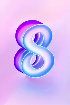 3D弥散风磨砂玻璃倒计时数字8元素