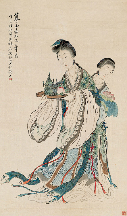晚清海派九大家的仕女图，太美了！ : 仕女图亦称“仕女画”，是以中国封建社会中上层妇女生活为题材的绘画。一种瓷器装饰的典型纹样，画面以仕女为 ...