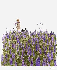 紫色薰衣草免抠素材_新图网 https://ixintu.com 创意 手绘 紫色 薰衣草