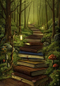 Love this idea for a back piece! Could put my boys names on the books! The Reader's Path by Jeremiah Morelli ~ Path to a magical place ♥