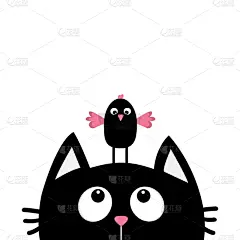 猫,黑色,似人脸,动物头,可爱的,简单,剪影,问候,爱