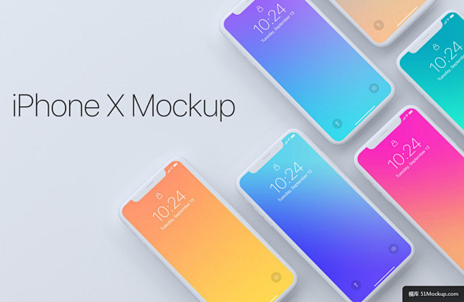 顶视图的iPhoneX手机设备样机模板样...