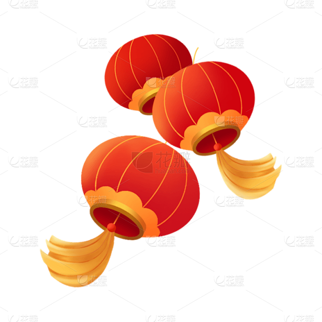 卡通感春节灯笼元素贴纸
