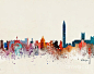 washington-skyline-bleu-bri 进口装饰画画芯高清图片