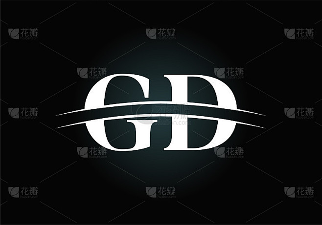 首字母GD标志与创意现代商业印刷矢量模板。创意抽象字母GD