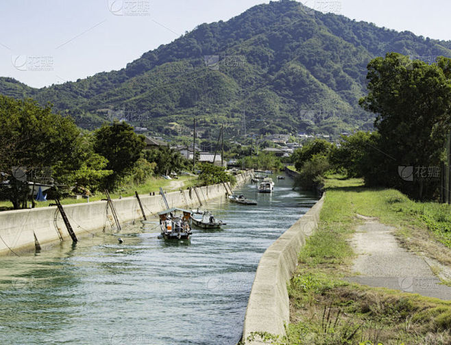 濑户内海,乡村,日本,船,水平画幅,无人,运河,户外,岛,海洋